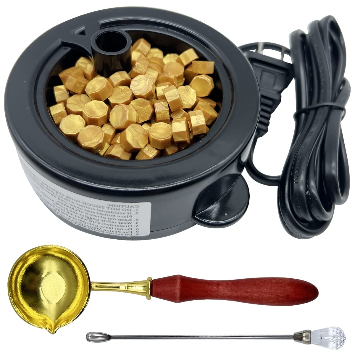 Electric Wax Seal Warmer with Spoon and Tweezers, for Black
