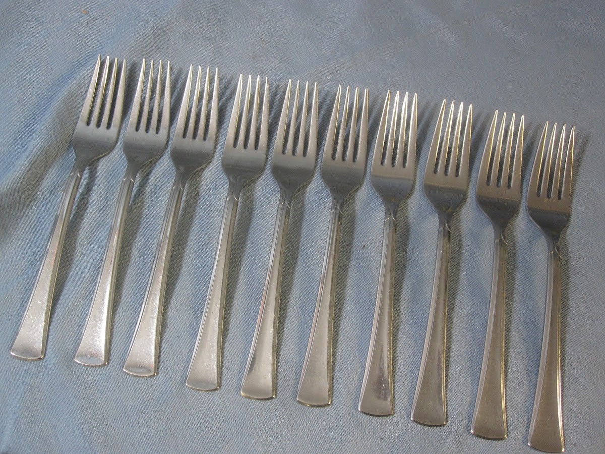 Lot of 10 Silco Stainless Steel 7 Inch Dinner Forks - Made in USA