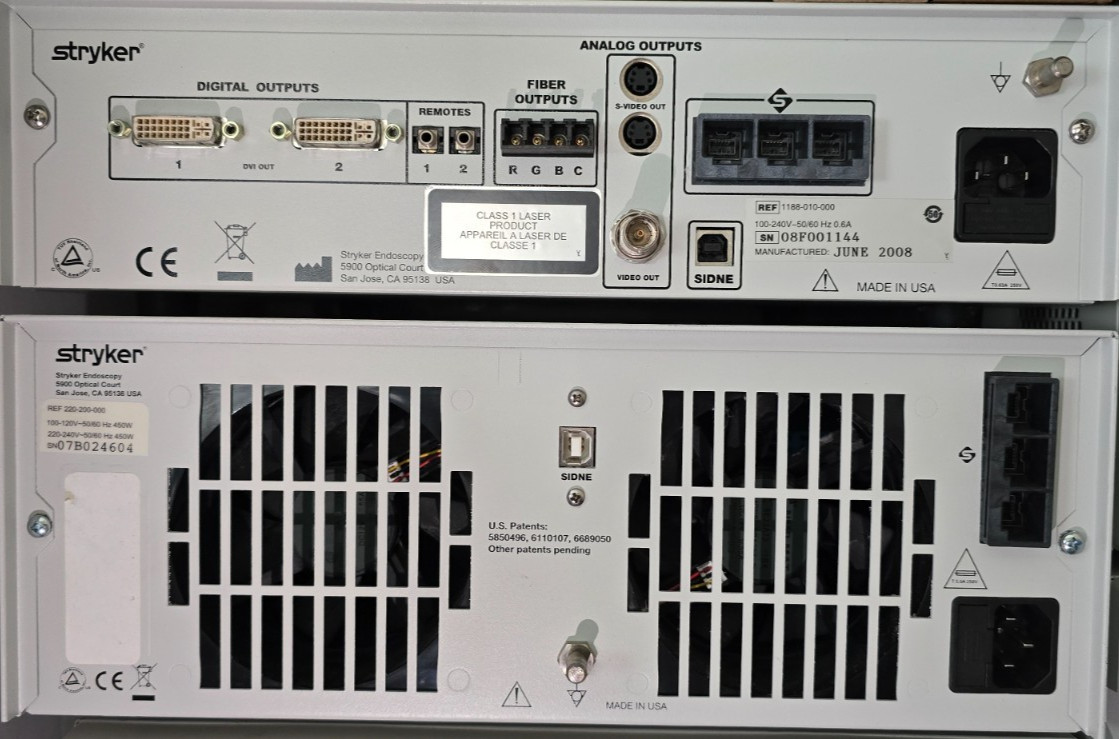 Stryker 1188 Camera System, X8000 Light Source , 5mm Scope & Fiber Optic Cable