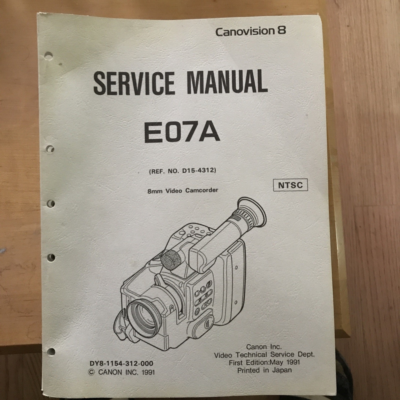 Canon E07a Video Camera Repair Manual Service Guide. 8mm camcorder