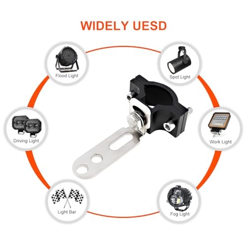 Windance 2pcs Light Bar Mounting Bracket Adjustable 18-29mm Auxiliary Silver