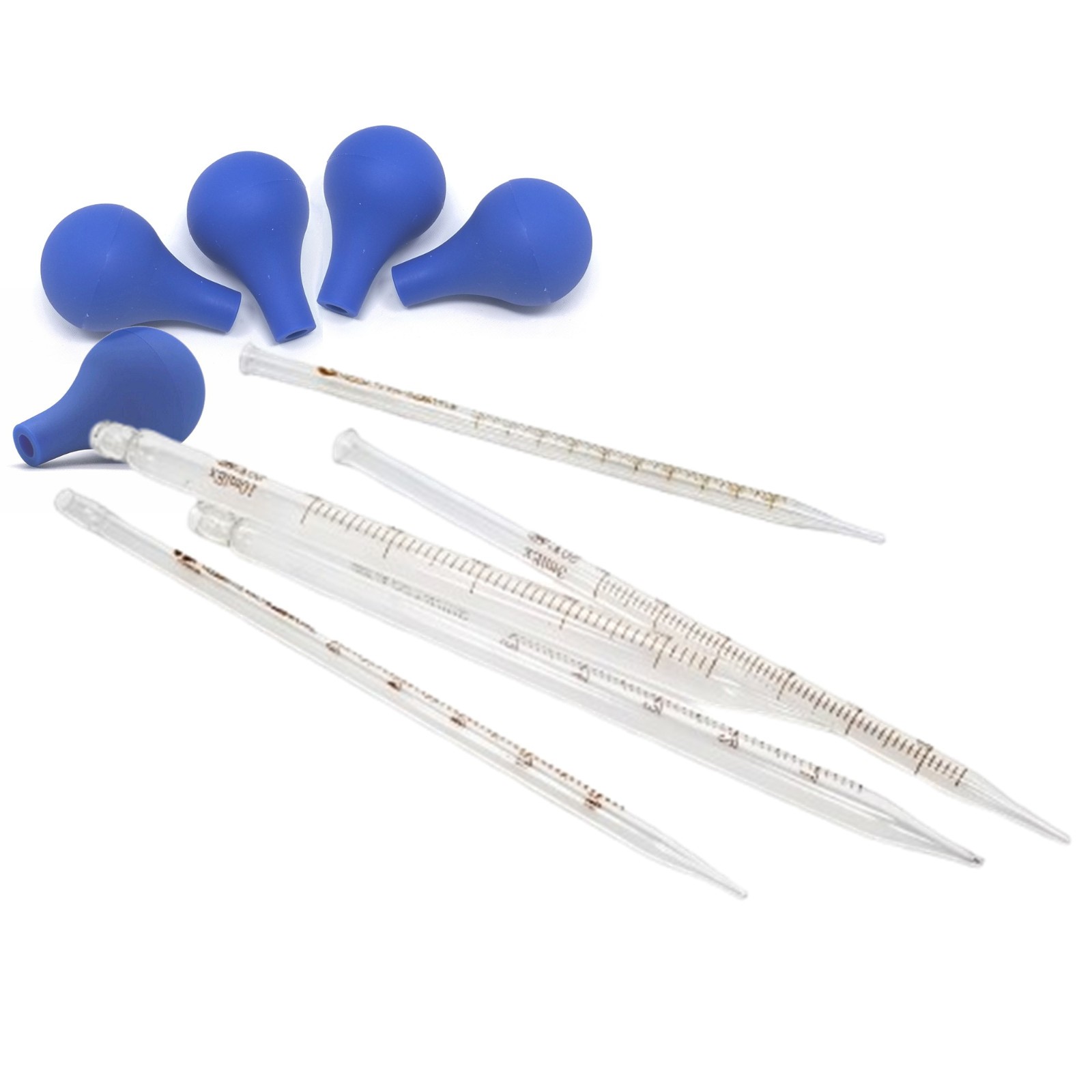 5 Graduated Medicine Glass Droppers 1ml, 2ml, 3ml, 5ml, 10ml Transfer Pipette 8"