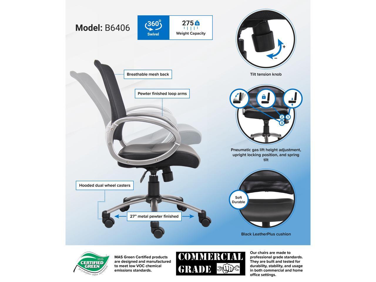 BOSS Office Products B6406 Mesh Task Chair