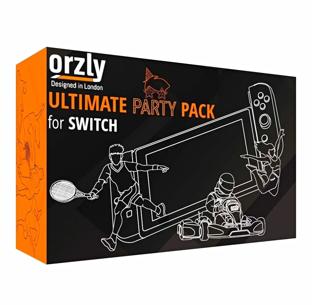 Orzly Ultimate Party Pack Nintendo Switch Joy-Con Grips Wheels Straps Bag