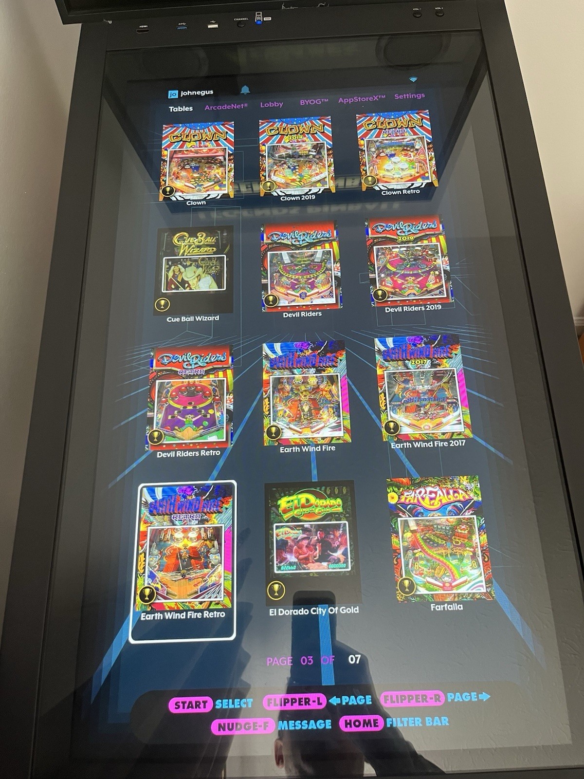 atgames legends pinball HD with 84 tables installed