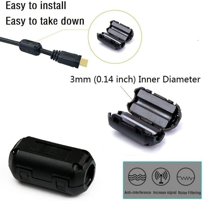 3mm Inner Diameter Noise Filter Clips - 10pcs for Enhanced Audio & Data Clarity