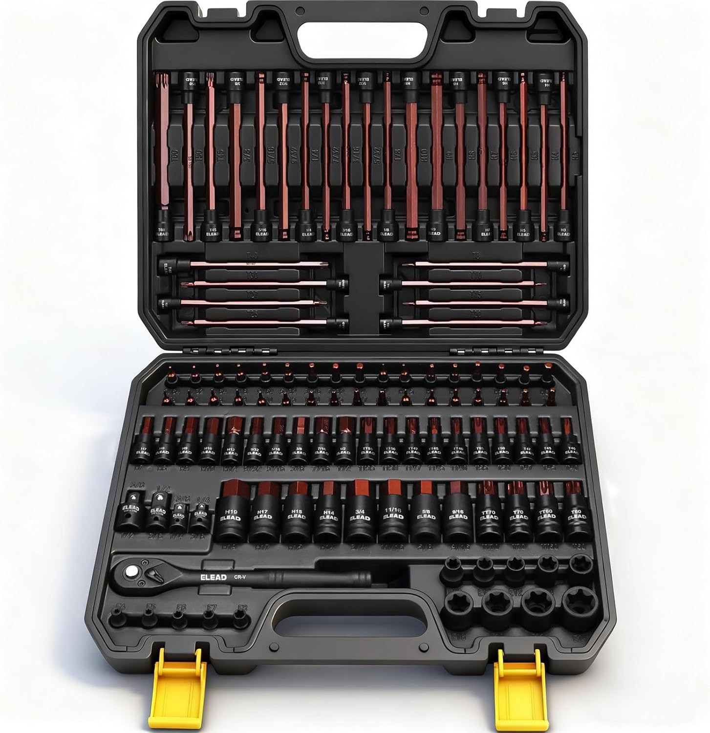 112-Piece Torx and Allen Bit Socket Set, 1/4, 3/8,1/2 Drive Bit Socket Set
