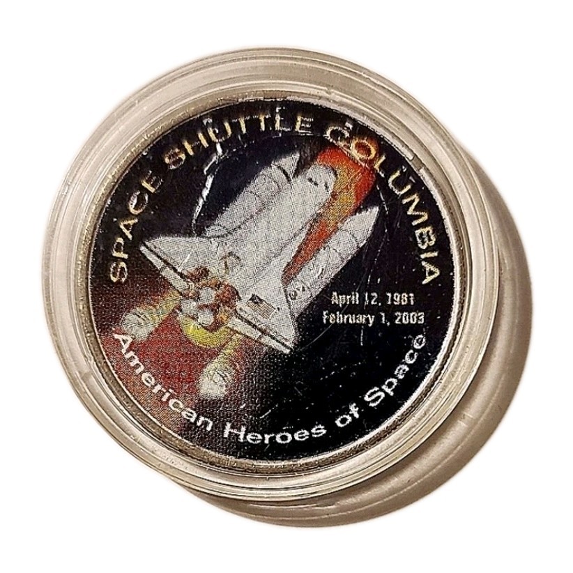 1971 $1 Eisenhower Colorized Space Shuttle Columbia Dollar Coin in Case