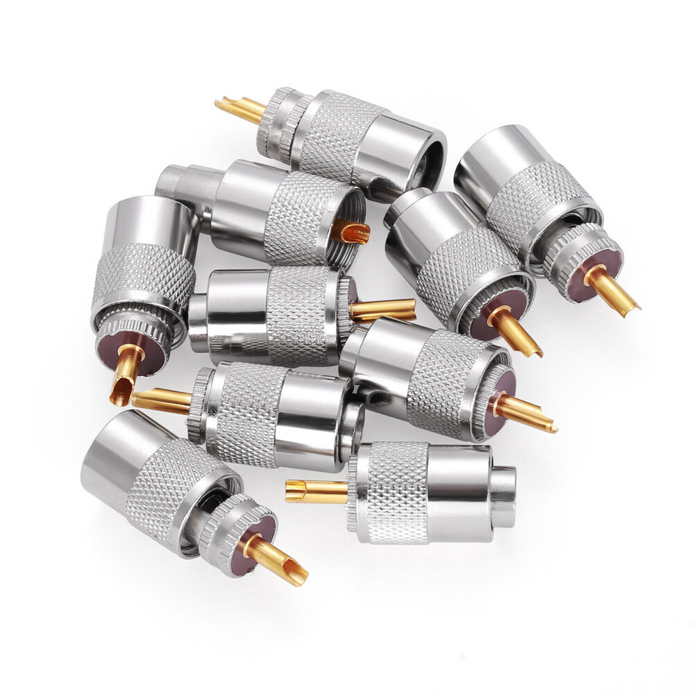 10PC PL259 UHF Silver Coax Connector Plug Male Solder Adapter w/Reducer for RG58