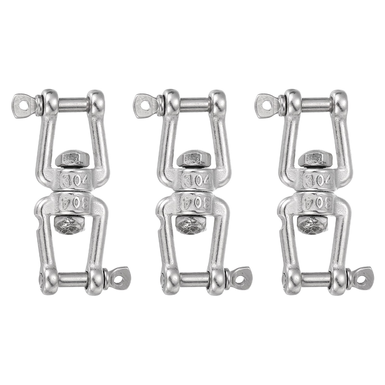 Double Ended Swivel Hook, (M4, 3Pcs), Jaw to Jaw Swivel Shackle Ring Connector