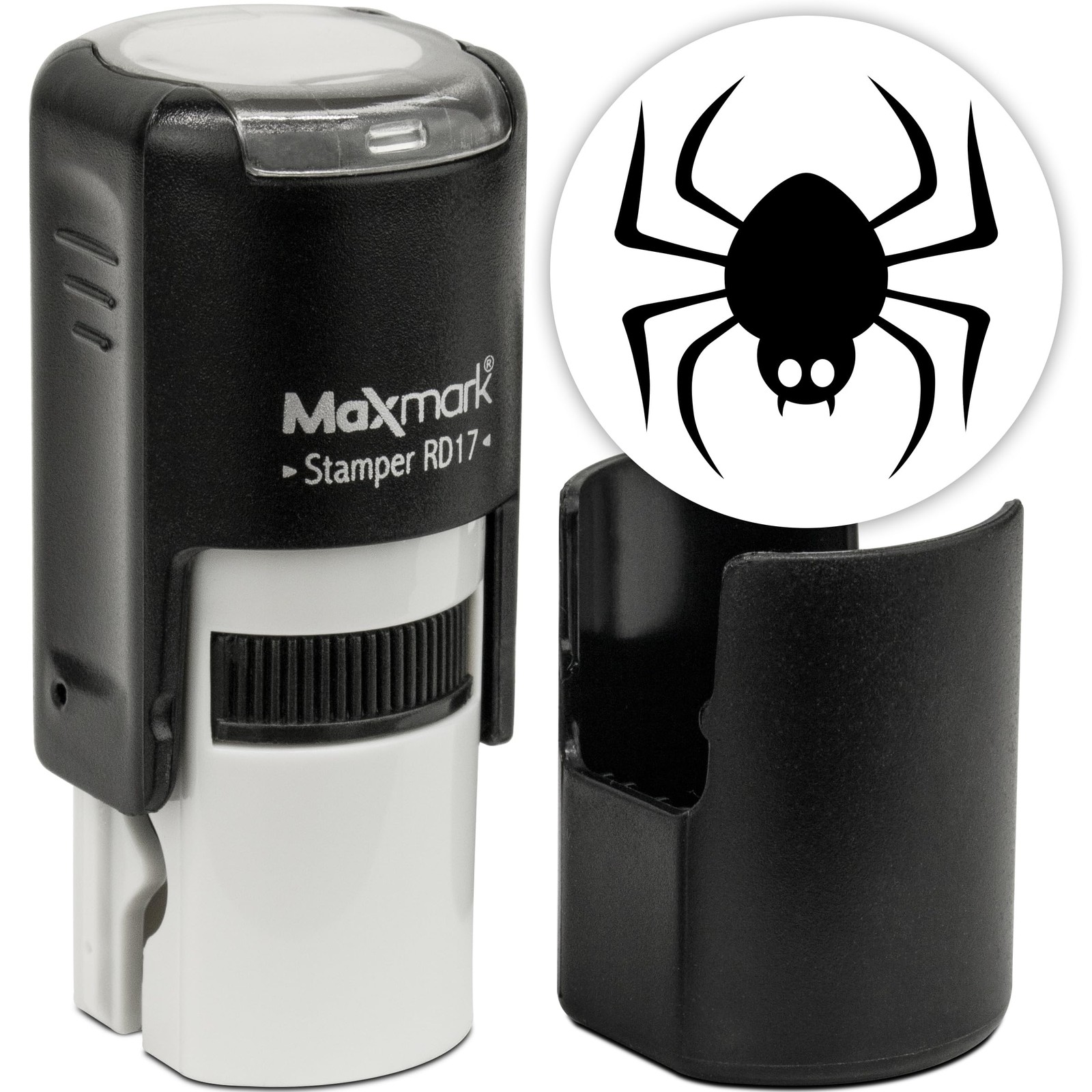 1 PCS Round Self Inking Halloween Stamp Spider Pattern Black Ink Craft Tool