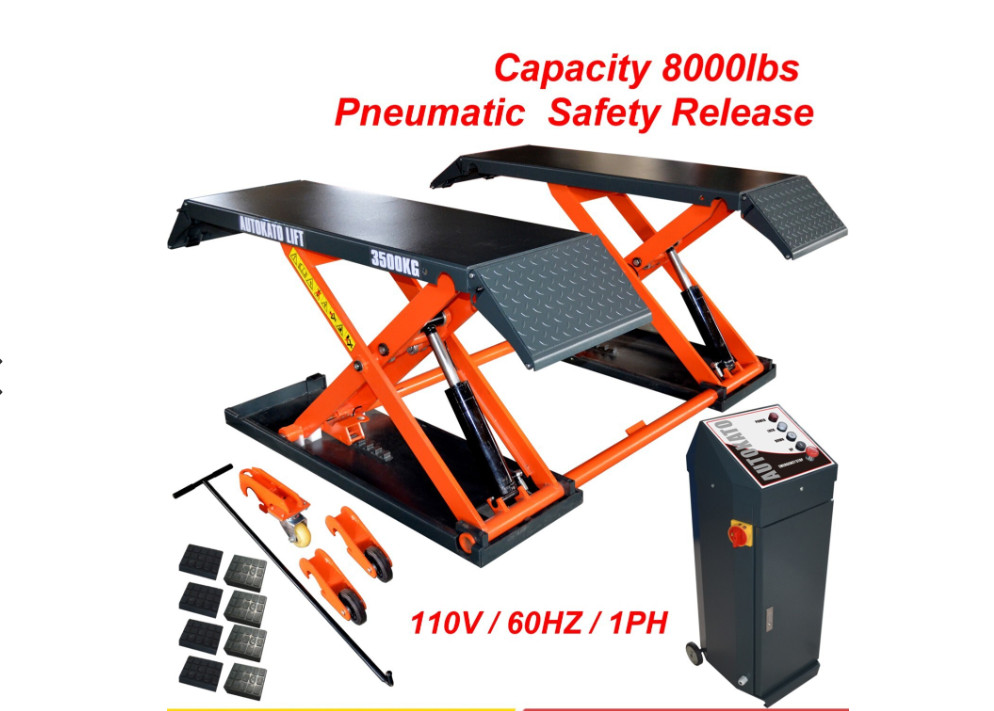 Autokato  Mid Rise Scissor Lift 8000lbs Penumatic Release Auto Lift 110V/1PH
