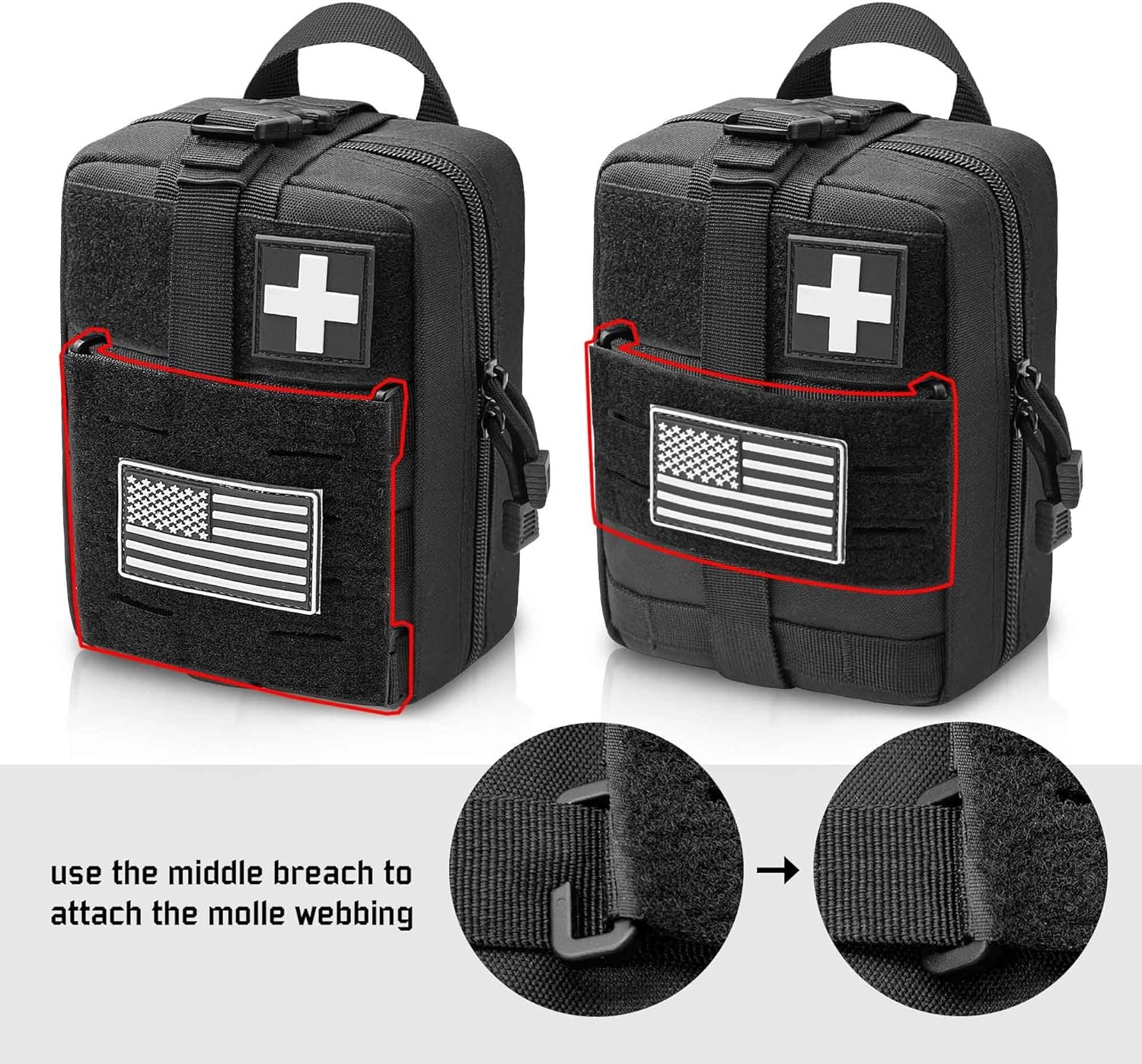 2 Pack Upgrade 8 Laser Cutting Hole Molle Patch Display Holder, Black