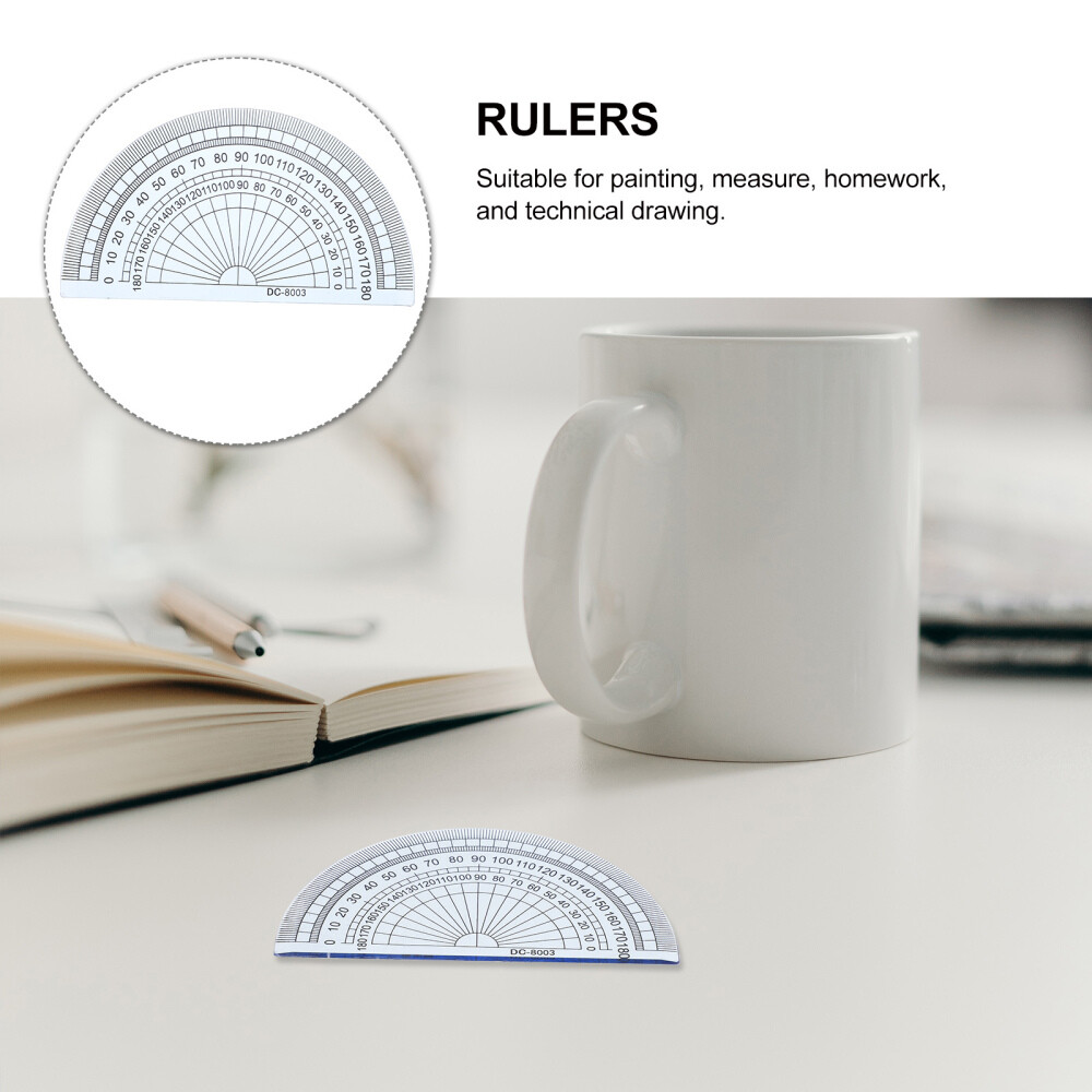 20PCS 4 Inch 10CM Plastic 180 Degrees Protractor for Angle Measurement
