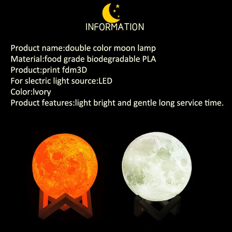 3D Moon Night Light Table Lamp USB Charging Remote Touch Control Home Decor Gift