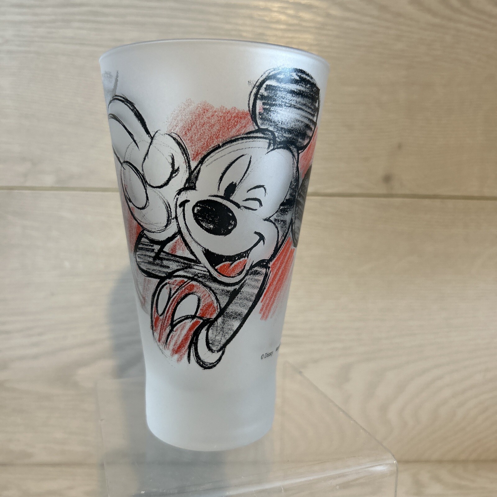Mickey Mouse Frosted Glass Tumbler Disneyland Resort Paris Sketch