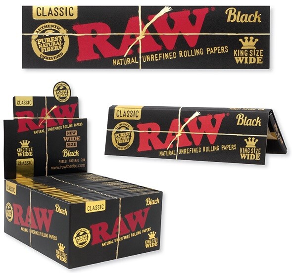 BUY 2 PACKS of RAW BLACK CLASSIC KING SIZE "WIDE" Rolling Papers 33 leaves pack