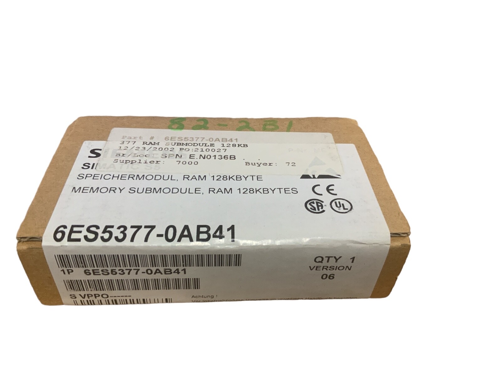 Siemens Simatic S5 Speicherbaugruppe 6ES5377-0AB41 377 Memory 128KByte E-Stand 5