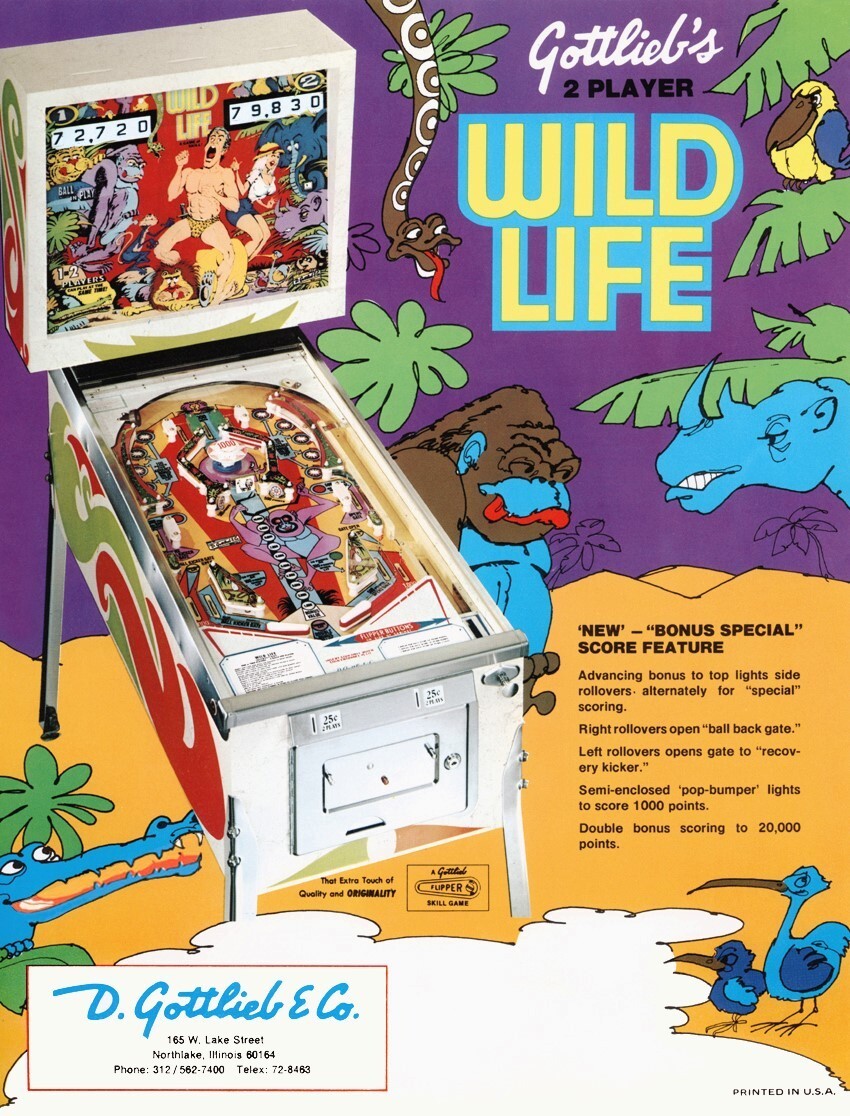 1972 Gottlieb Wild Life Pinball Machine Rubber Ring Kit