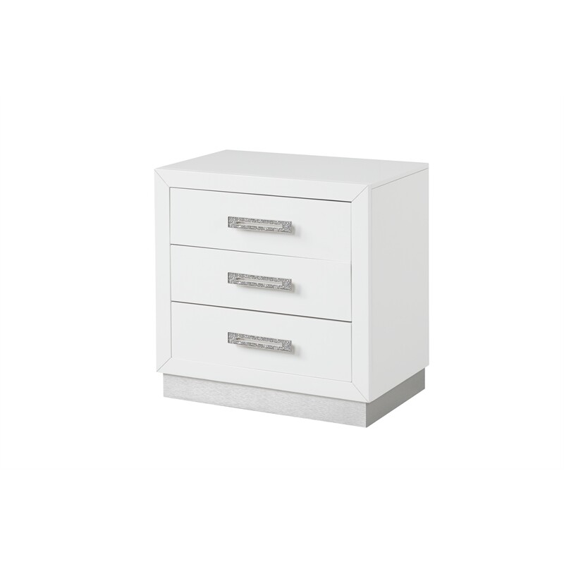 Coco Nightstand Made with Wood in Milky White Color