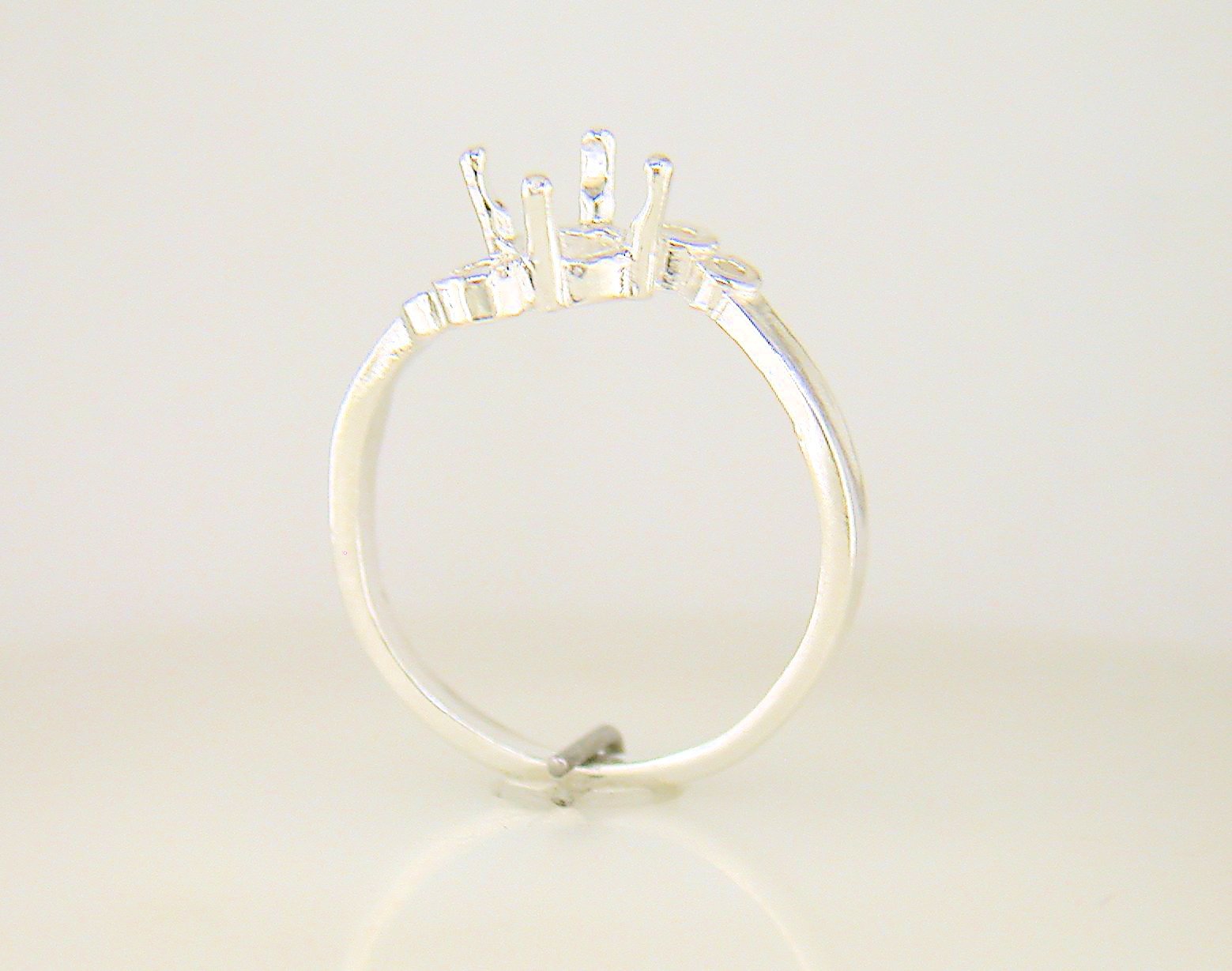 5 mm Round Swirl Shank Solitaire Ring Setting Sterling Silver