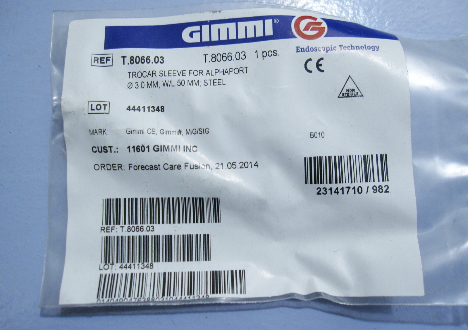 GIMMI T.8066.03 TROCAR SLEEVE FOR ALPHAPORT, 3.0MM, W/L 50MM, STEEL