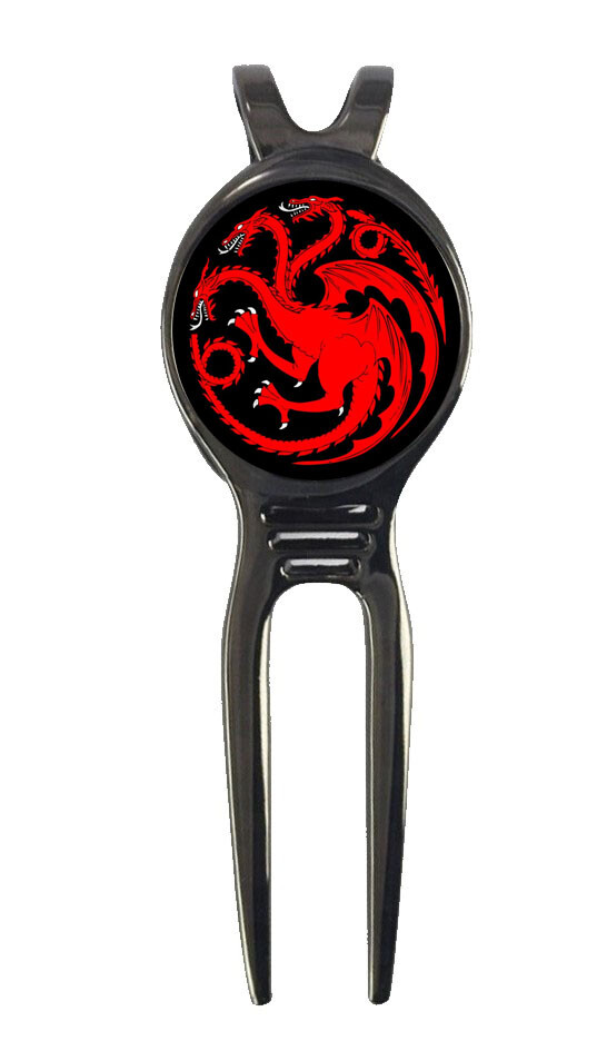 GOT House Targaryen Game of Thrones Golf Ball Marker + Black Gunmetal Divot Tool