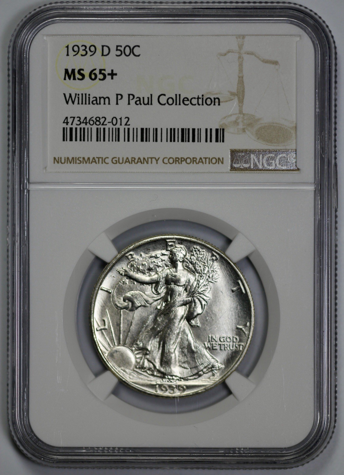 1939-D Walking Liberty 50c Silver Half Dollar NGC MS 65+ Semi Proof Like