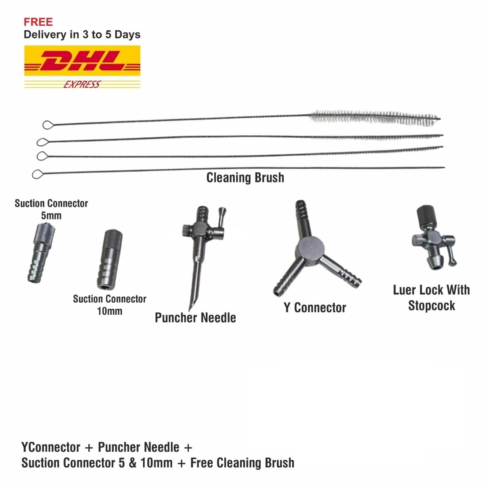 YConnector , Puncher Needle , Suction  5&10mm ,Free Cleaning Brush, Luer Lock
