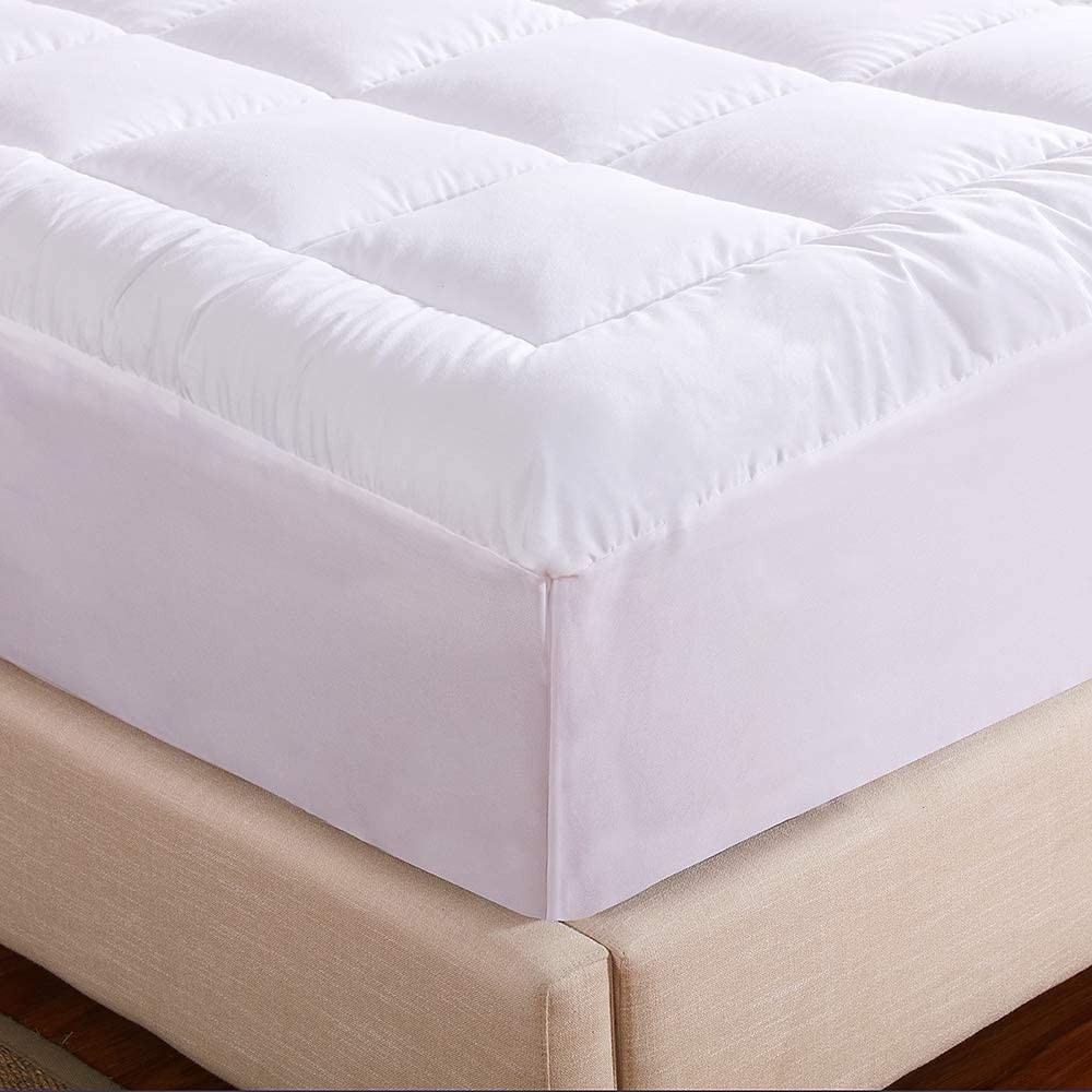 WhatsBedding Cotton Waterproof Mattress Pad Queen Queen, White-waterproof