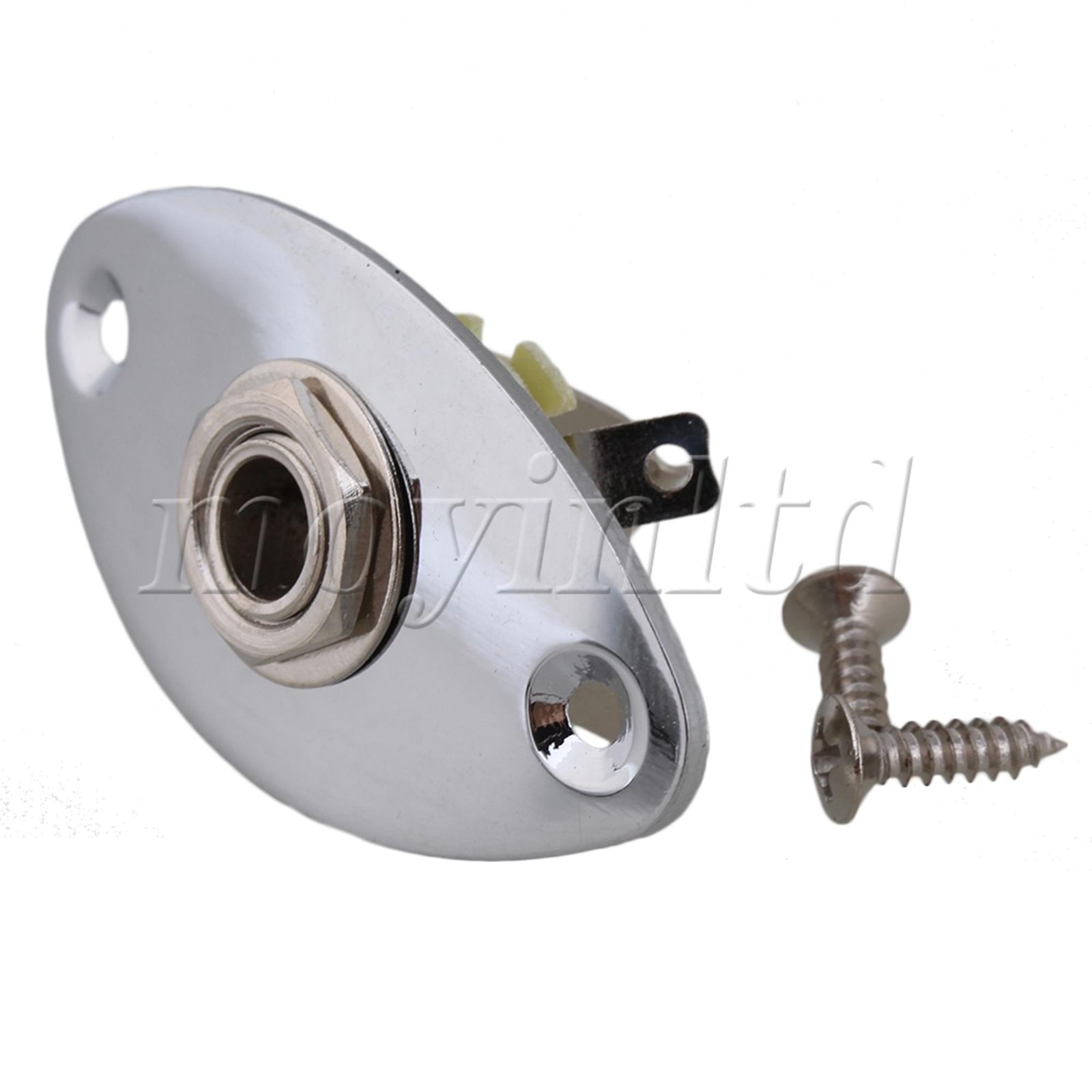 3pcs Chrome Oval Jack Plate Indented Curved with Screws for Electric Guitar