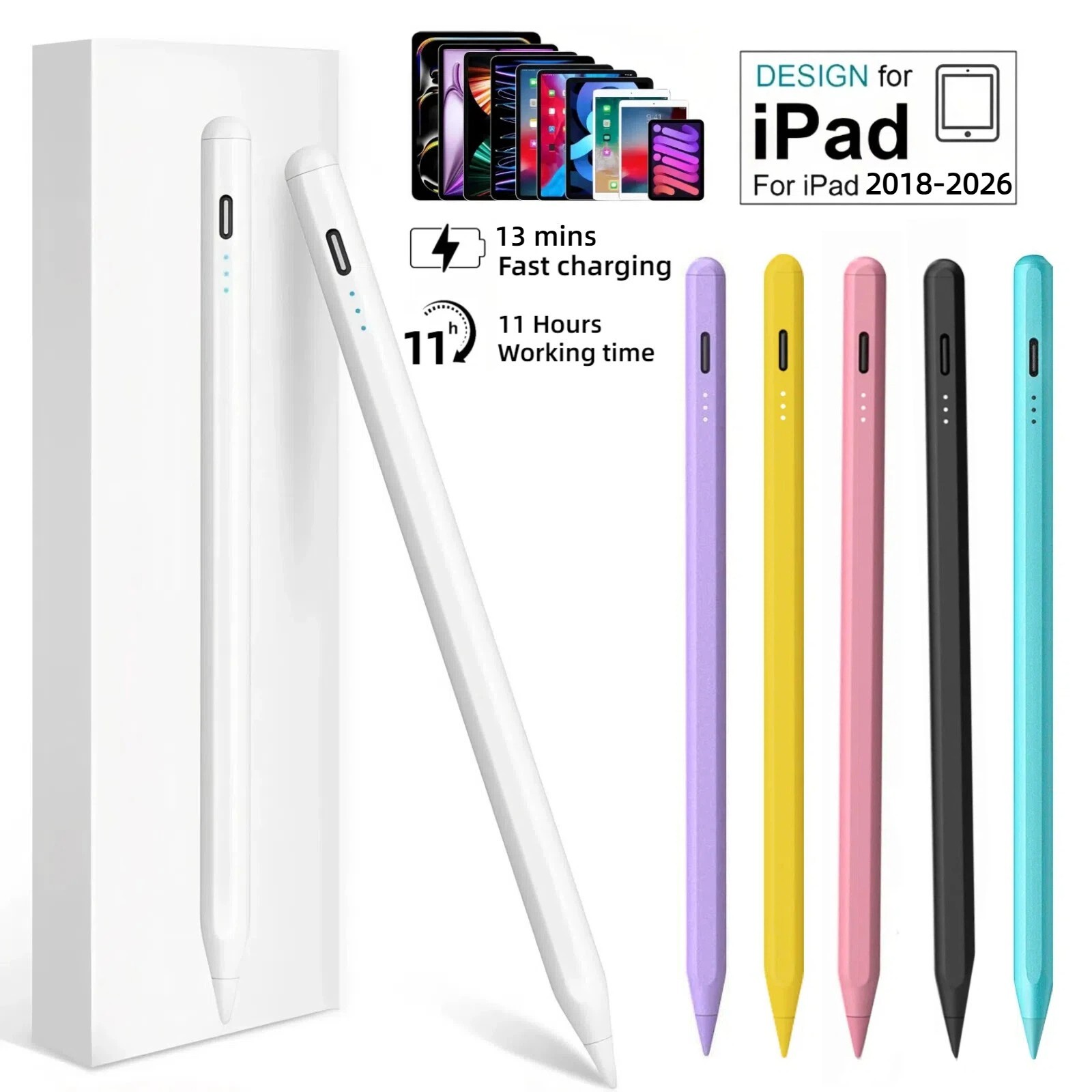 Stylus Pen for iPad 2018-2026, Pencil for Apple iPad 11th A16/10/9/8/7Gen,Air M4