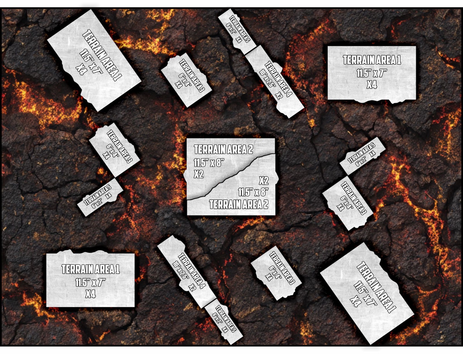 Terrain Area Footprints - Inferno - Compatible w/ Warhammer 40K 11th Ed