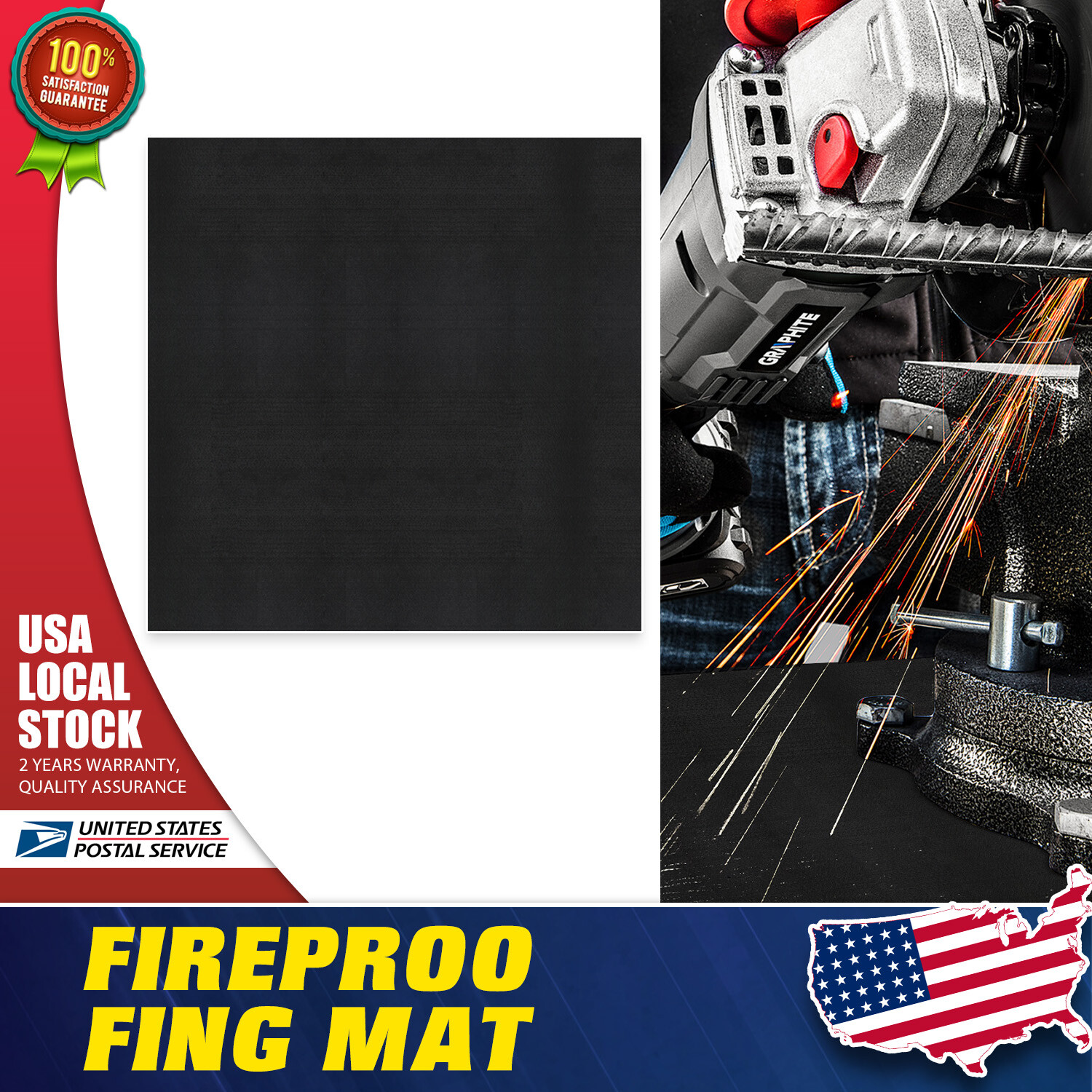 40'' Fireproof Fireplace Hearth Rug Protection Mat Floor Flame Resistant Pad