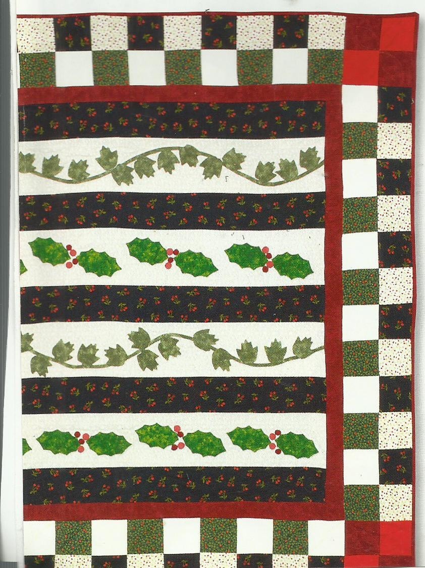 E0123 HOLLY & IVY FLANNEL THROW QUILT PATTERN/INSTRUCTIONS