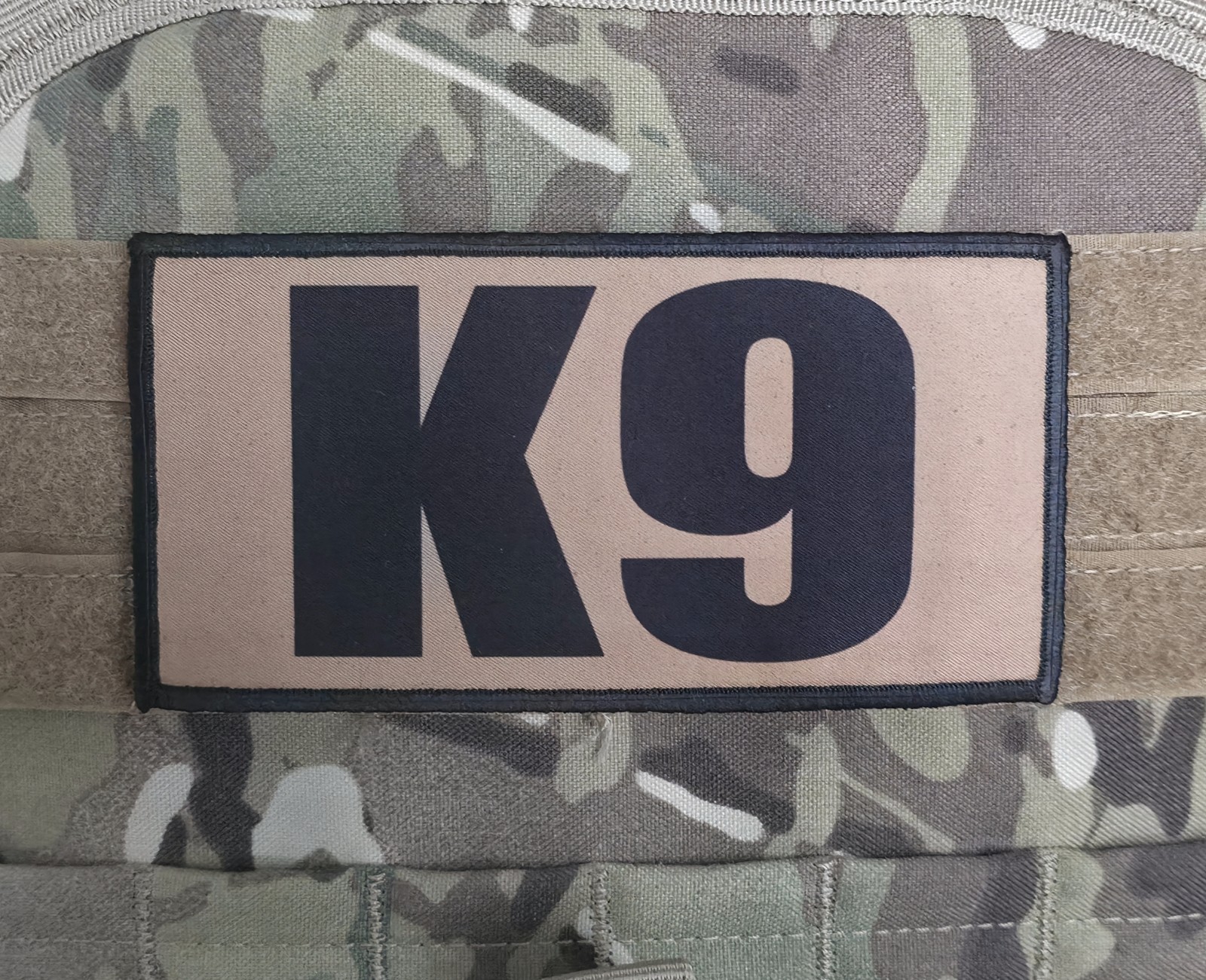 3x6 K9 Black on TAN RAID Patch Hook Backed Unit for Plate Carrier