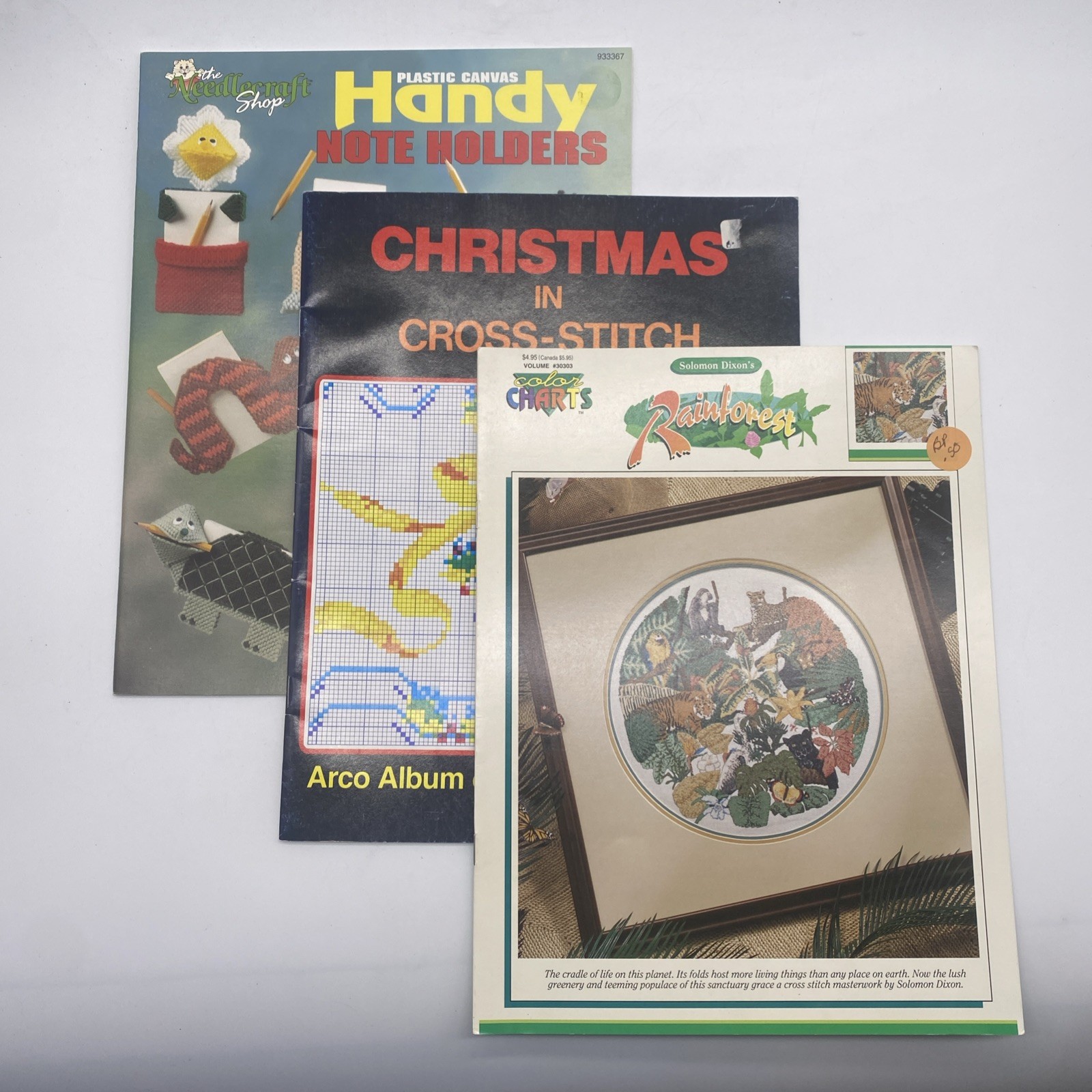 Lot Of 3 Plastic Canvas Cross Stitch Booklets
