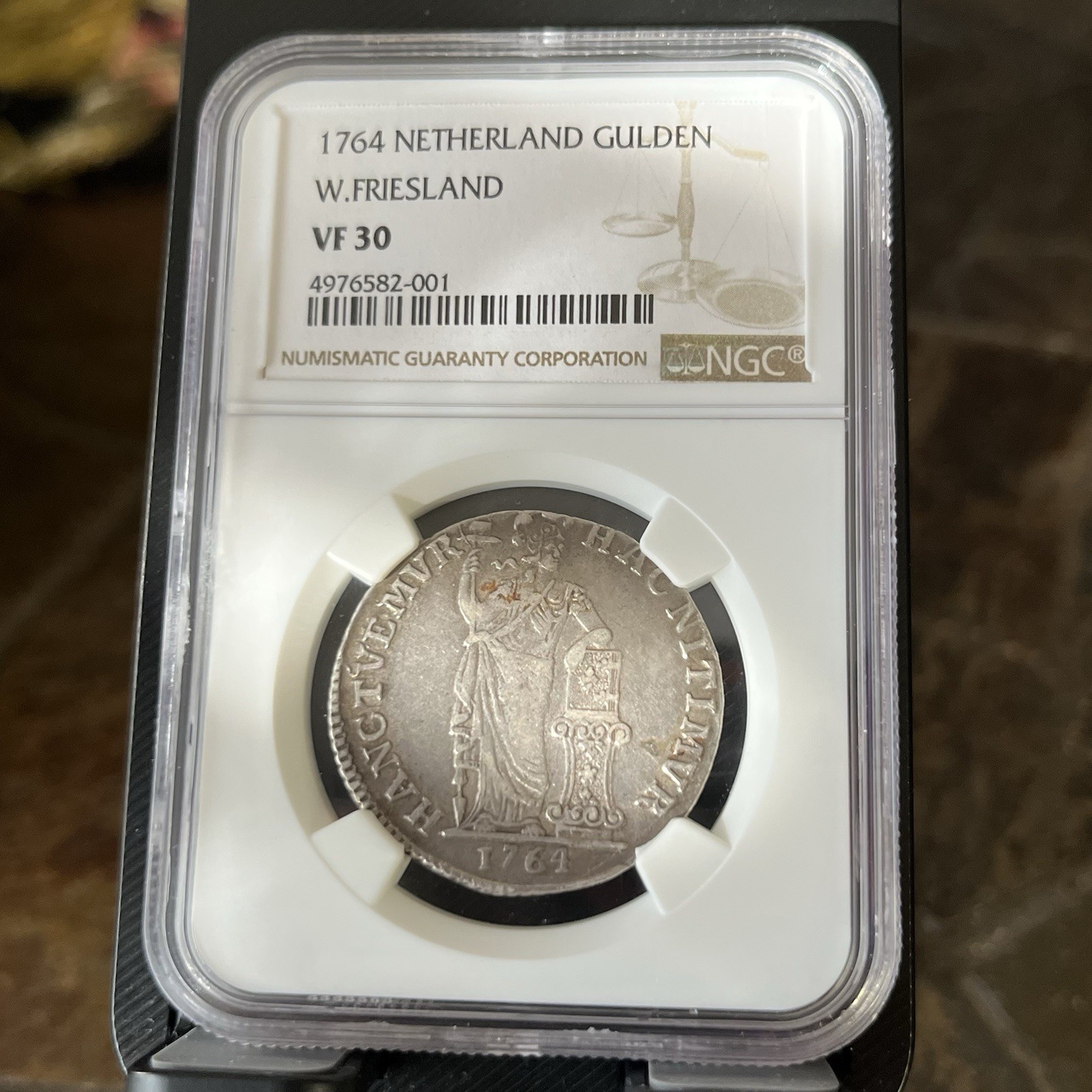 1764 NETHERLANDS SILVER GULDEN WEST FRIESLAND *NGC VF30 LEFT ROTATED REVERSE!