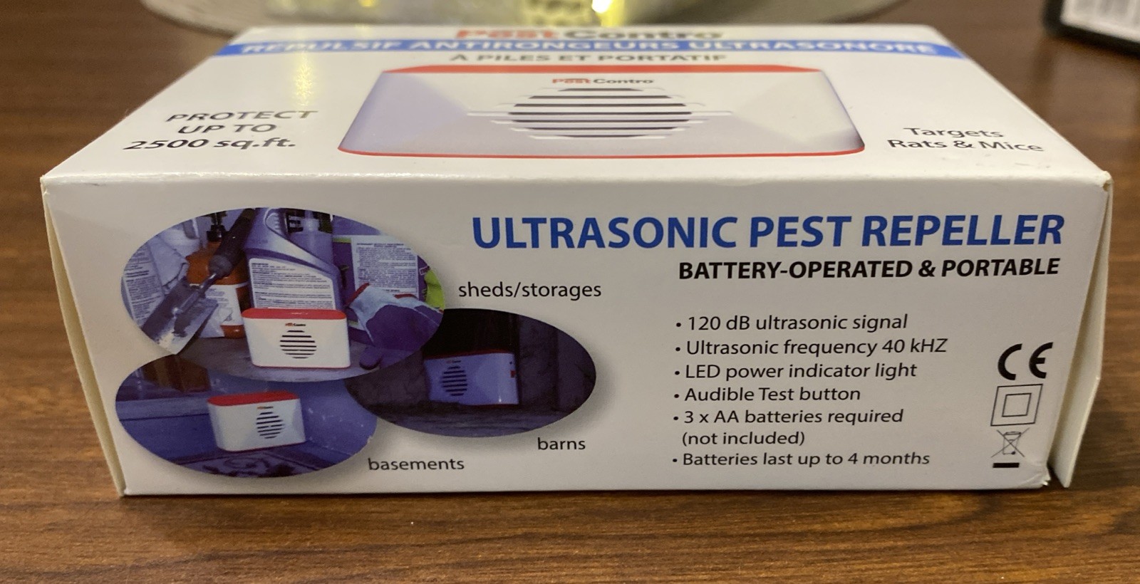 Portable Ultrasonic Rodent Repeller Cordless Non-Lethal Solution for 2500 sq ft