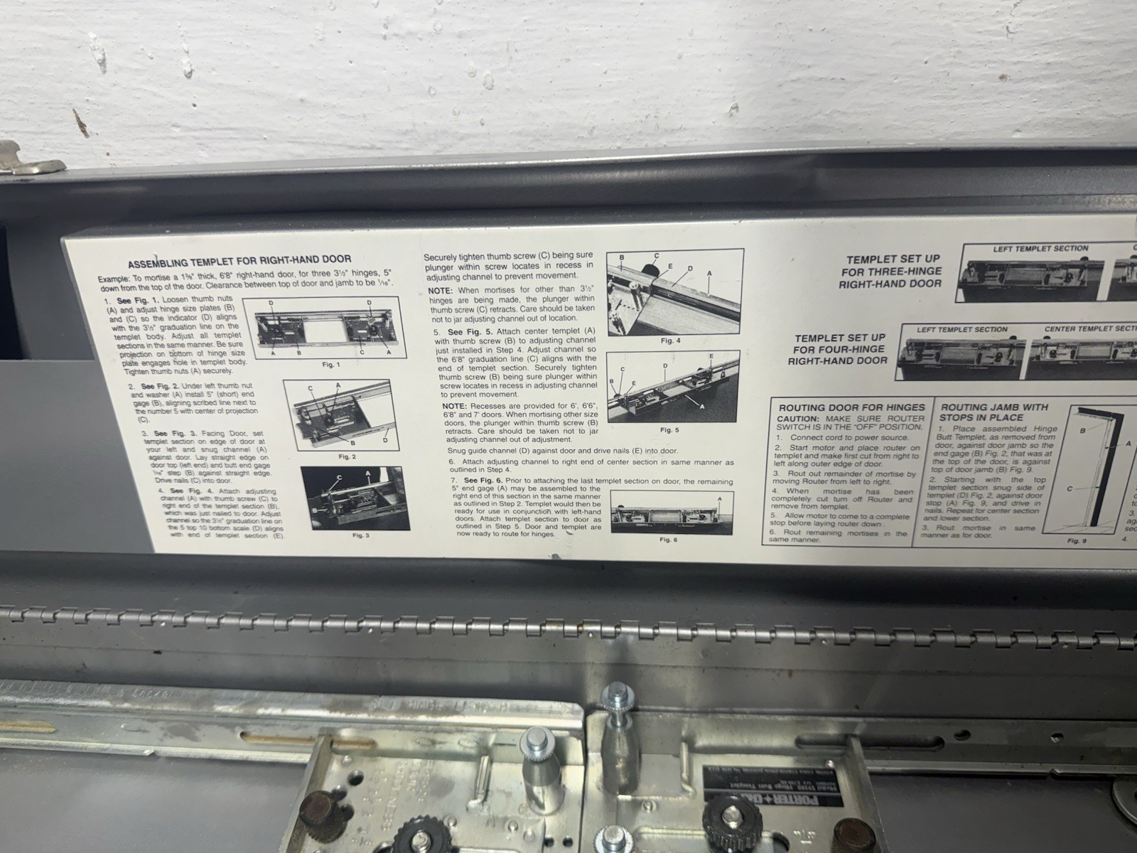Porter Cable Model #59380 Hinge Butt Template Kit With Metal Case