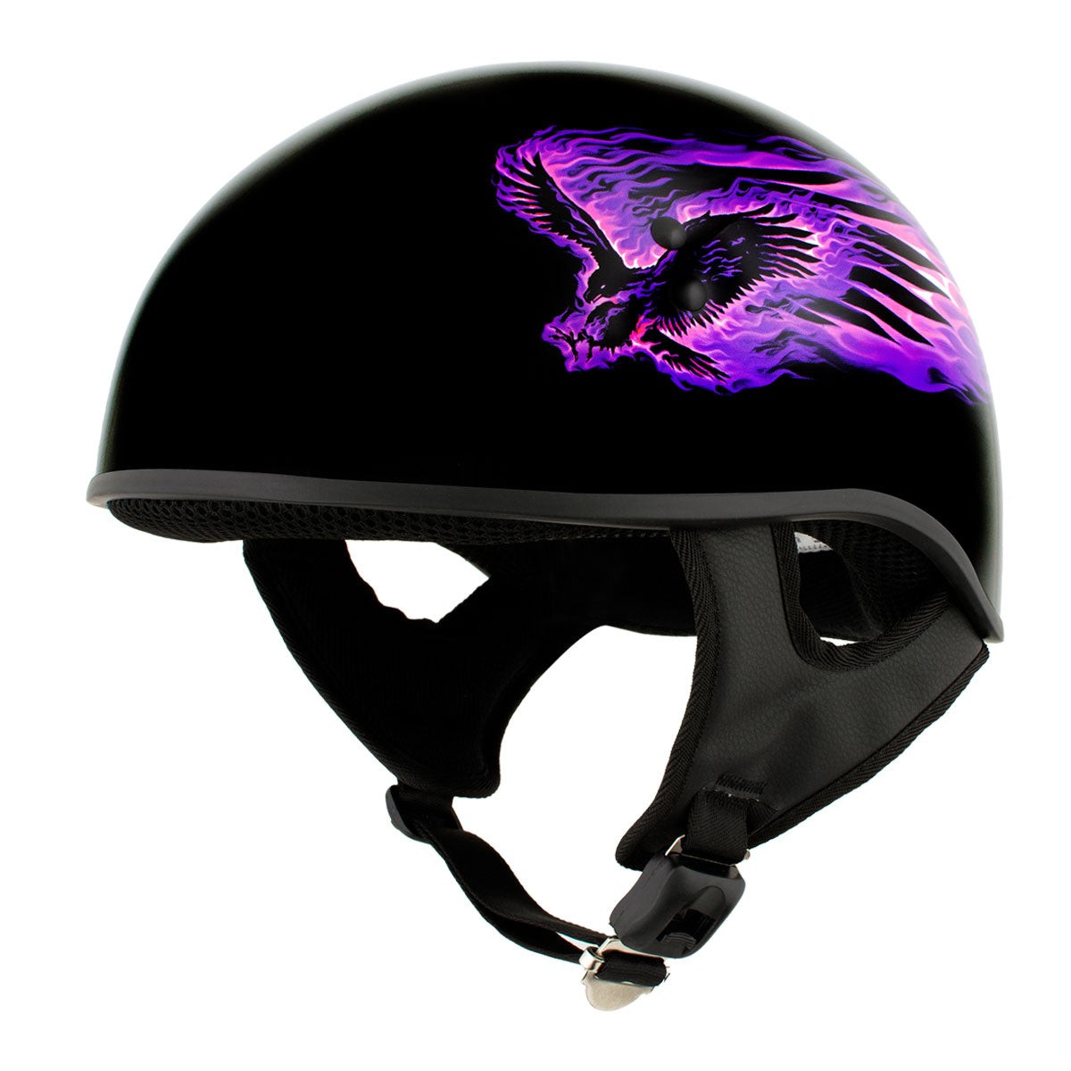 Motorcycle Helmet Hot Leathers Black Out Eagle DOT Half Helmet
