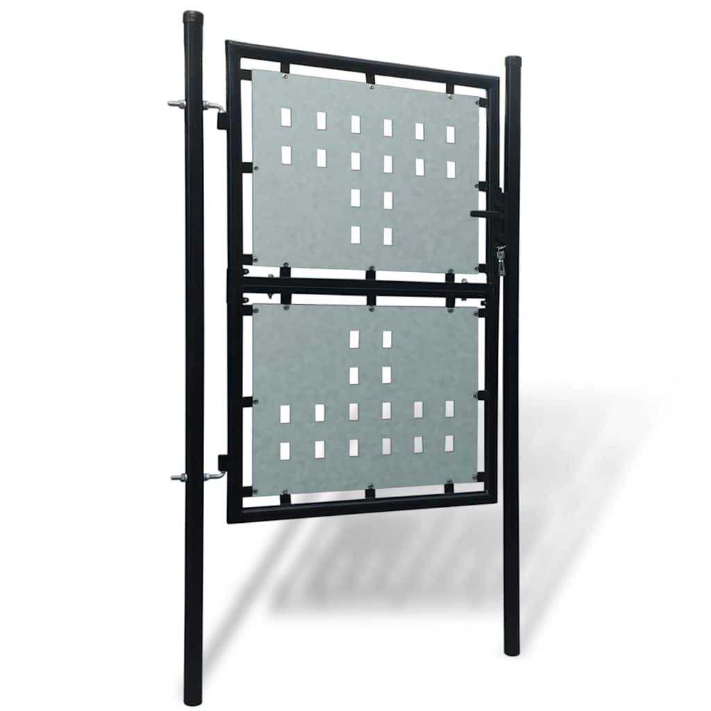 Single Door Fence Gate Outdoor Garden Patio Entrance Barrier Black vidaXL