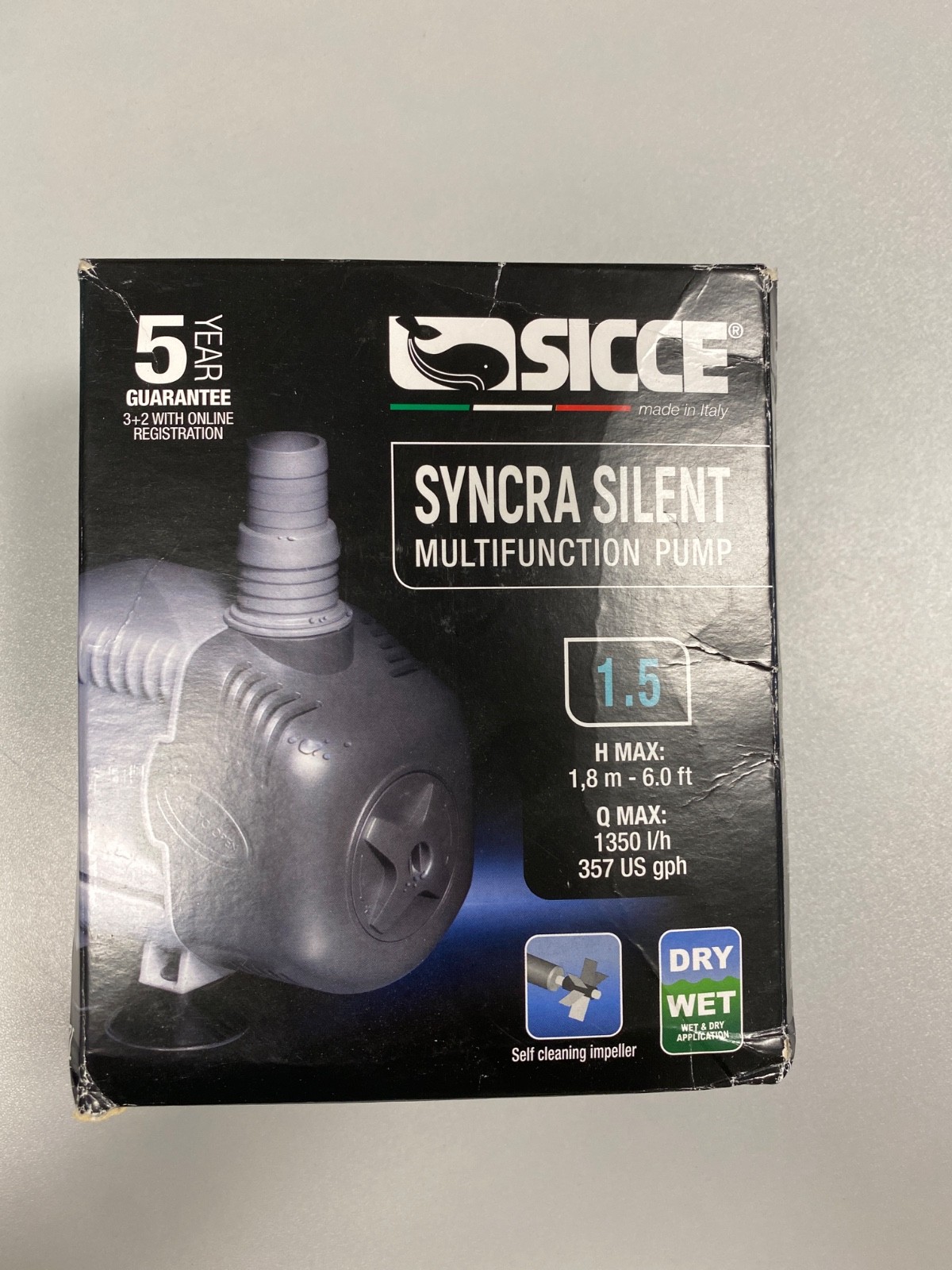 Syncra Silent 1.5 Multifunction 357 GPH Submersible Water Pump | Italian Made...