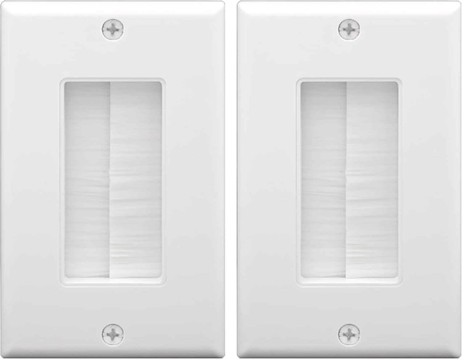 Brush Wall Plate Cable Pass Through, Single Gang Decorator Wall Cover for Low Vo