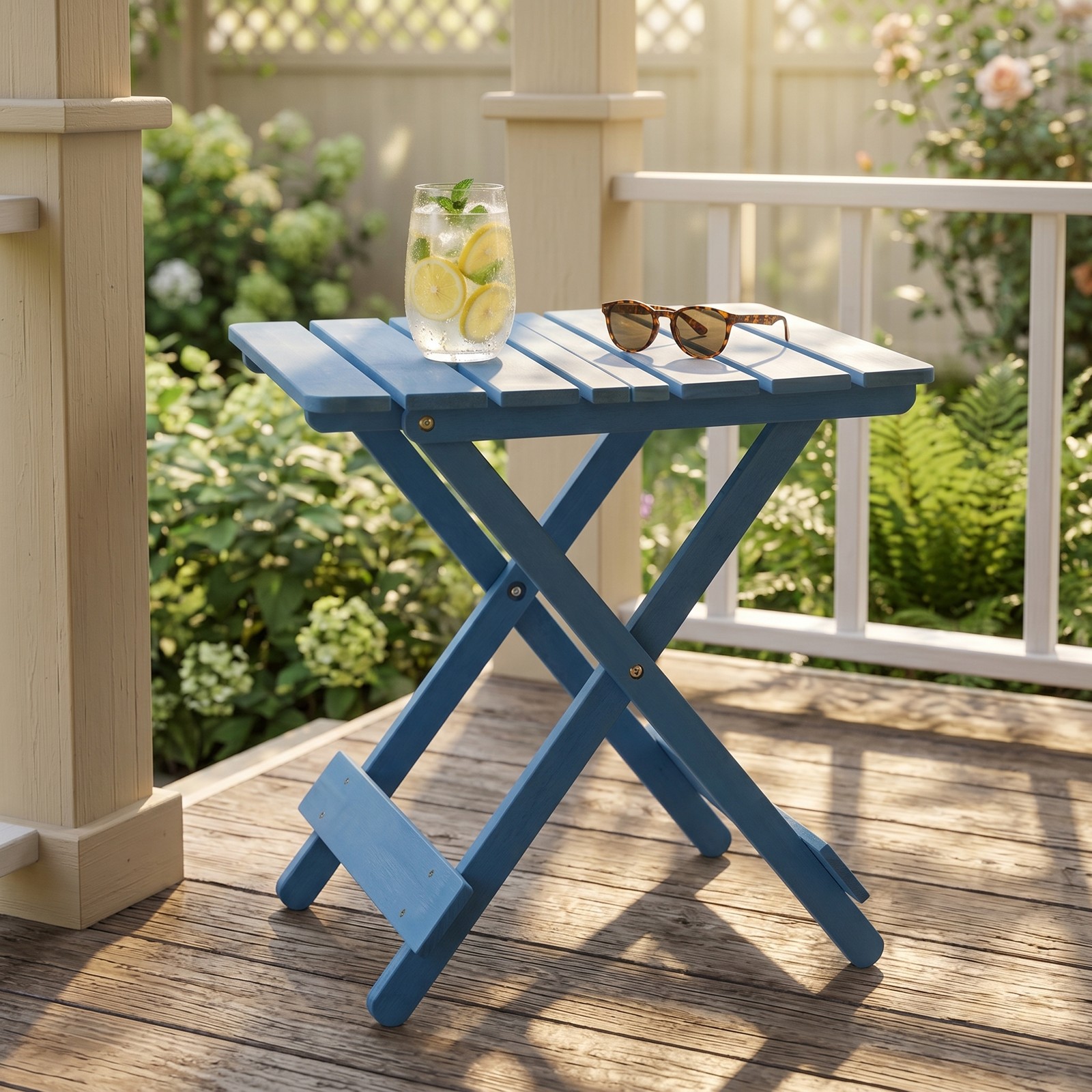 19.75inch Folding Square Table Patio Outdoor solid wood Table for Backyard