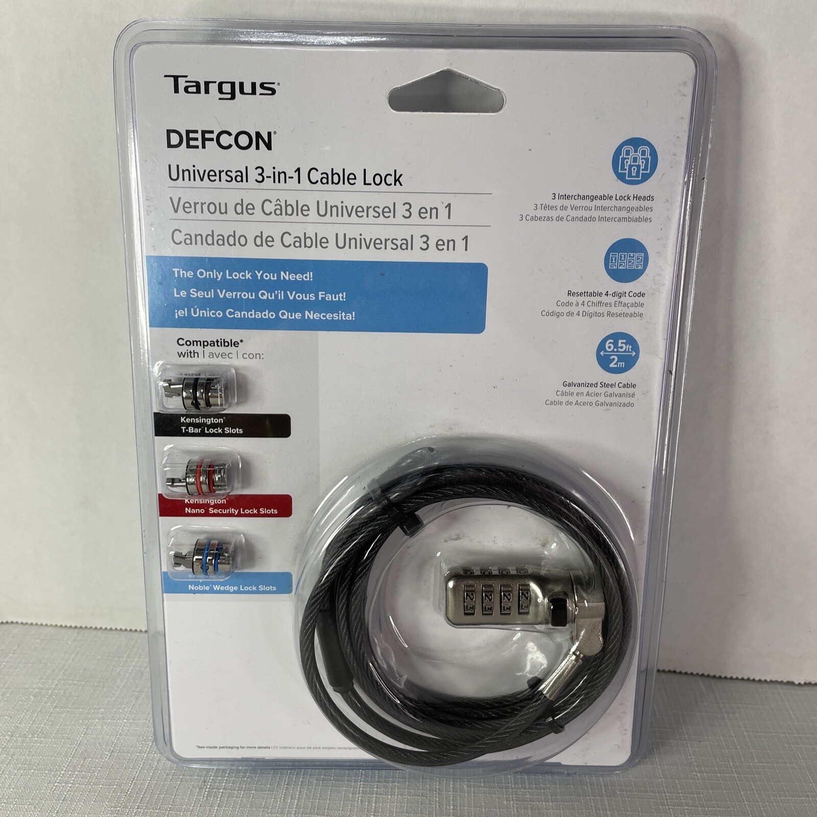 Tarsus DEFCON Universal 3 In 1 Cable Lock