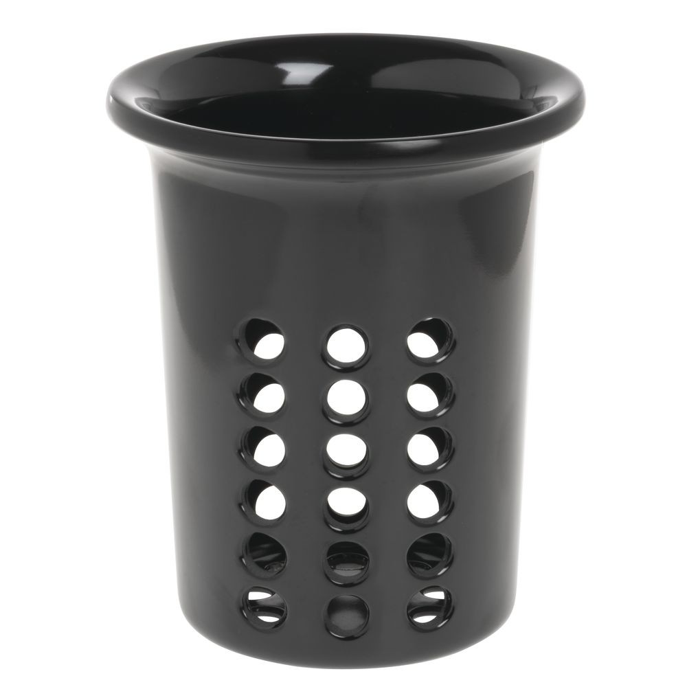 HUBERT® SmartFit Perforated Utensil Cylinder Black Melamine - 4 7/10"Dia x 5