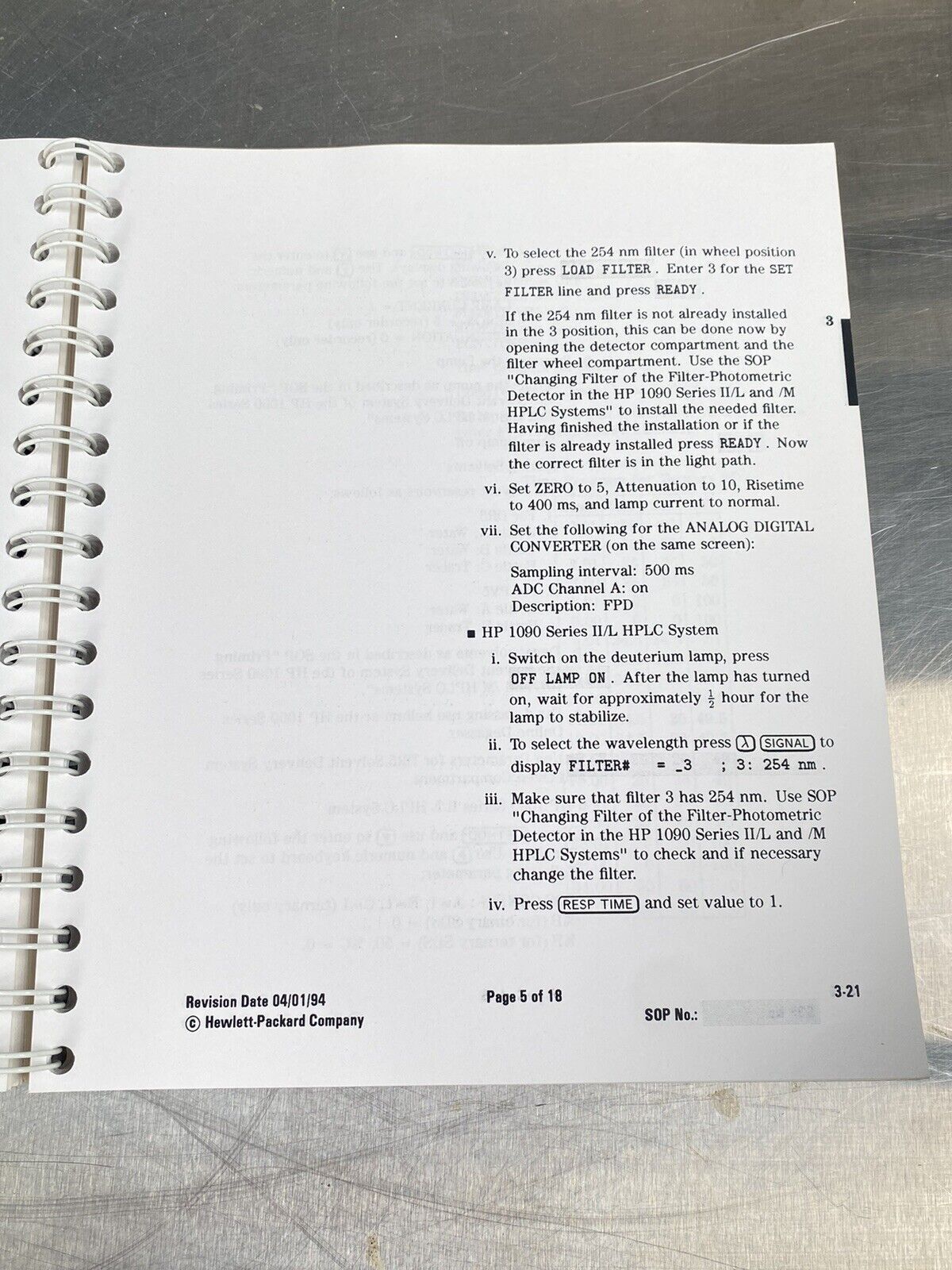 Hewlett Packard HP 1090 HPLC Systems - Users Guide / Manual