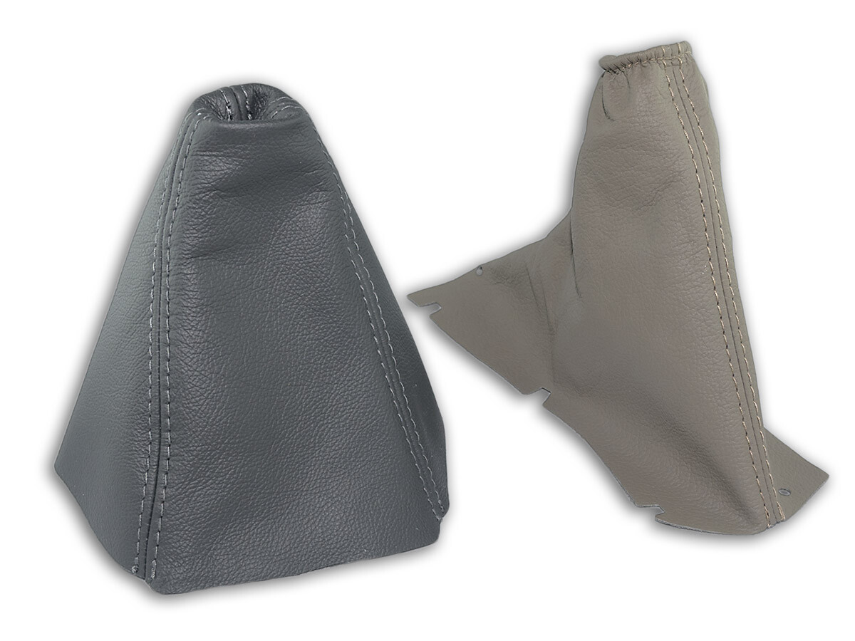 FOR VOLVO V70 2000-2005 GRAY GEAR SHIFT BOOT + BEIGE E BRAKE GAITER LEATHER
