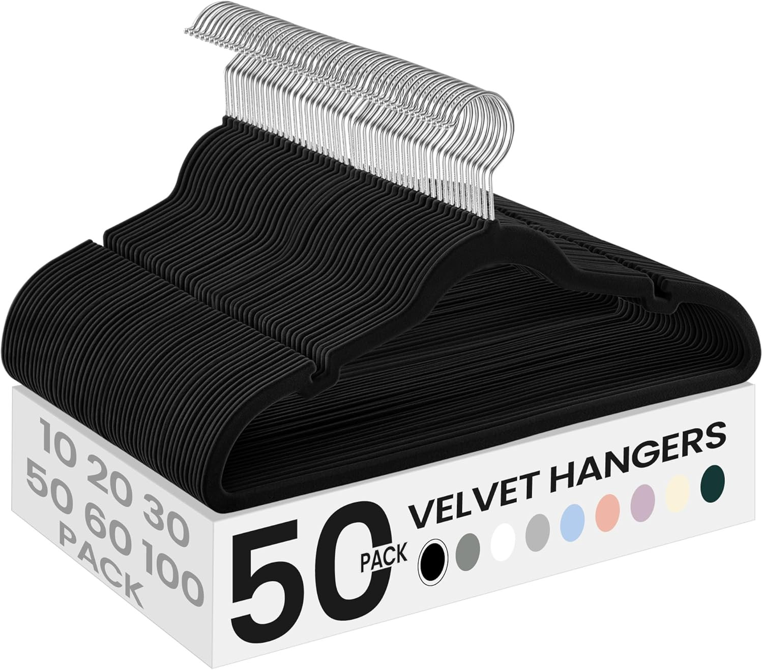 Velvet Hangers 50 Pack, Non-Slip Clothes Hangers, with Shoulder Notches, Pants B